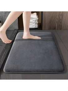 1pc Premium Thickened Flannel Absorbent Bath Mat, Simple Design Machine Washable Quick Drying Bathroom Non-Slip Doormat