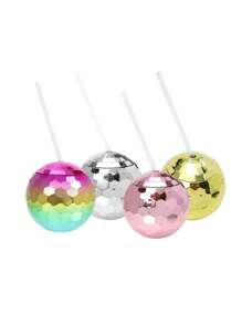 1 件闪光球杯圆形球杯塑料杯不倒翁杯迪斯科球杯女孩适用 - 彩色 - 查看 4