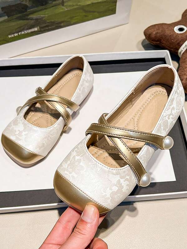 Girls Leather Shoes 2025 Spring Autumn New Fashion Cross Lace-Up Versatile Children Princess Shoes Big Kids Anti-Slip Flats