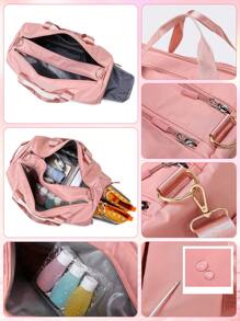 1pc Custom Embroidered Oxford Cloth Travel Tote Bag With Shoe Compartment, Outdoor Sports & Fitness Gym Bag, Large Capacity Short-Trip Sports Backpack, Multiple Colors Available