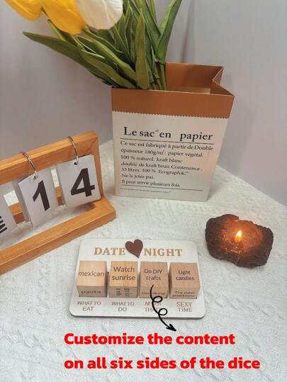 Date Night Decision Dice - Romantiska par Tärningsspelset, bärbara och kreativa idéer för vuxna 18+, idealisk kärlekspresent för män, kvinnor, make, fru, flickvän, pojkvän (4 tärningar)