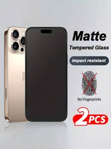 2 片全覆盖磨砂钢化玻璃适用于 17/17 Air/16/16E/15/14/13/12/11 Pro Max Plus Mini X XS Max XR [触摸灵敏度] [防指纹] - 無色 - 查看 1