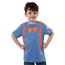 T-Shirt | Mr Blippi Bowtie And Braces Costume Boys' T Shirt | Kids' Tops - Blue - View 2