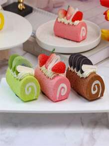 1 Stück modischer realistischer Fruchtkuchen Handtuchrolle Schweizer Rolle Modell Fotografie Requisite Dekor Kühlschrankmagnet, perfektes Geburtstagsgeschenk