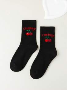 LUVLETTE 1双男女通用姜饼人圣诞新年主题中筒袜，透气吸汗，休闲百搭，适合圣诞节、秋冬季、上学及日常穿着。