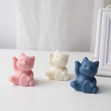 1 件猫形 3D 硅胶模具，用于制作香薰蜡烛、DIY 手工石膏、陶瓷、肥皂、香薰石，适用于家居装饰、节日氛围装饰 - 白色 - 查看 1
