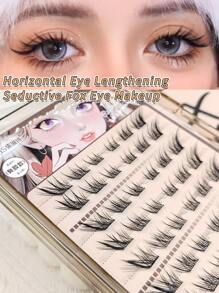 48 Bunches 0.07 Mm 10-14 Mm Self-Adhesive Fluffy Delicate Artificial Mink Daily Handmade Cosmetics Party False Eyelashes, Easy To Use,3D Natural Effect, Easy To Apply To The Eyes