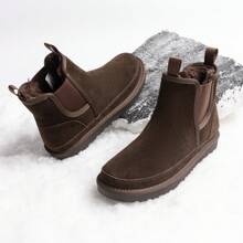 Men's Winter Snow Boots FuzzyGo Rugged Suede Leather Cold Weather Warm Chelsea Outdoor Boots - Brown - View 10