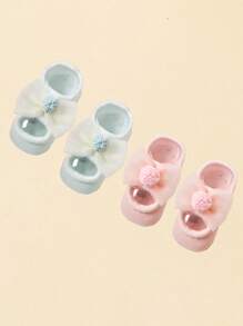 2 Pairs Baby Socks, Breathable And Non-Sweating, Cute And Fashionable Girl Socks, Skin-Friendly And Anti-Slip, Infant Socks, Summer