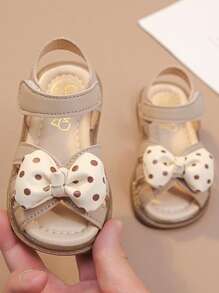 1 Pair Fashion Minimalist Cute Dotted Bow Girls Children Flat Sandals