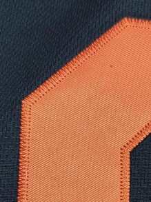 Atonmore 男士经典8号棒球夹克，黑色，纽扣前襟，刺绣运动服夹克，春季款 - 黑色 - 查看 3