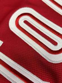 Atonmore 男士红色经典棒球服，带纽扣和刺绣的运动连帽衫，适合训练和比赛 - 紅色 - 查看 5