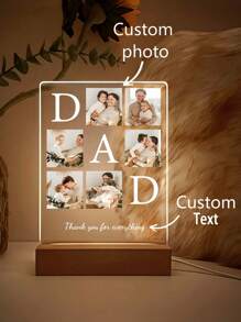 定制照片亚克力背光夜灯，爸爸的个性化礼物，家居装饰，周年纪念日单件装，多功能，装饰性强，可重复使用，精致时尚，可爱，高品质，色彩缤纷，现代定制，个性化，独特，理想的礼物，情人节，情人节装饰，生日，毕业典礼，慢生活，定制工艺品，复古，办公室装饰，优雅生活，旅行收纳 - 爸爸 - 查看 9