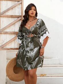 Plus Size Casual Floral Print Dress, Elegant Fashion Holiday Style - Flower Materials - View 5