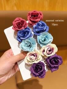 10pcs Colorful Sweet Floral Hair Clips, Suitable For Daily Use Hair Accessories