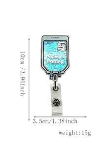 亚克力流沙身份证徽章卷轴，可伸缩心形夹子，适用于医生/护士，可拉伸徽章夹，工作身份证夹，学生证