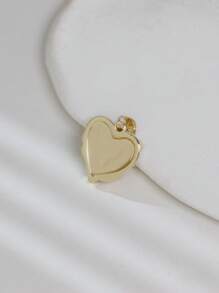 1件复古波西米亚风吊坠项链 - 不对称铜块心形设计，时尚宣言，适合所有季节，日常及节日配饰，无宝石镶嵌，独特珠宝