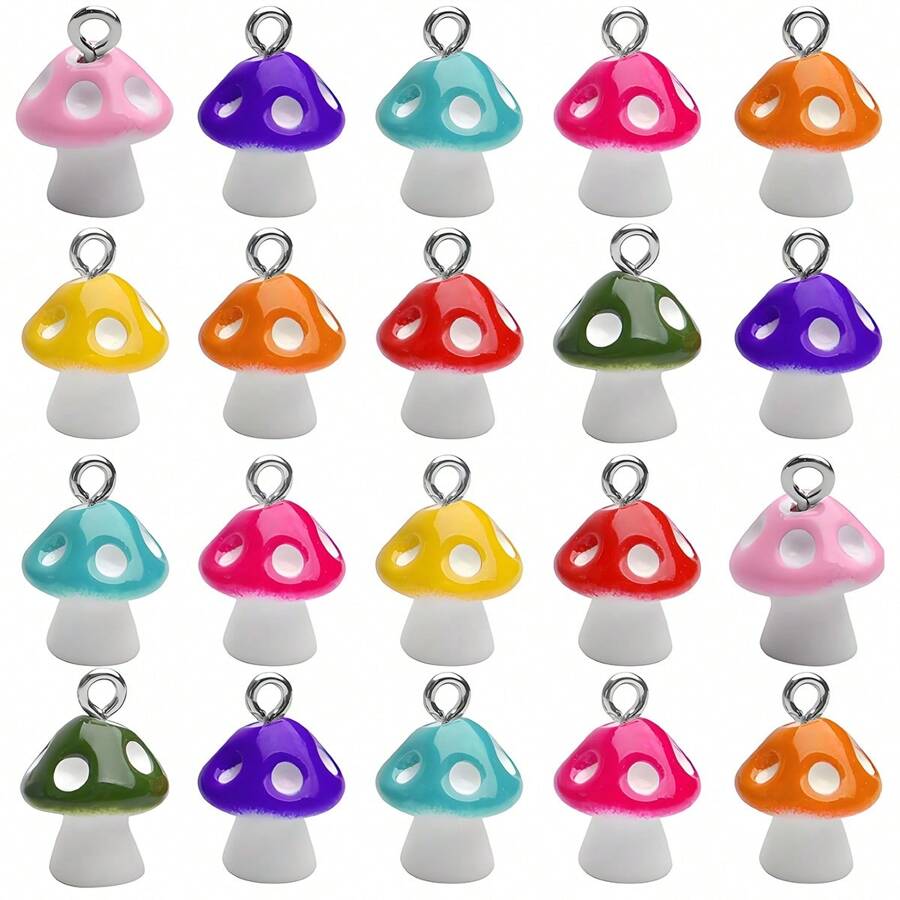 10/20 件蘑菇吊坠饰品树脂饰品珠宝制作饰品 DIY 工艺用品适用于项链手链耳环 - 彩色 - 查看 1