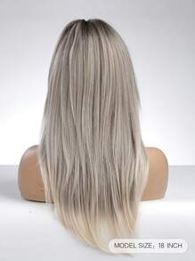 Elegant 18-Inch Figure-Eight Fringe Long Straight Ombre Synthetic Heat-Resistant Fiber Wig Ladies Wig Perfect For Holiday Party Everyday Wear - Ombre - View 7