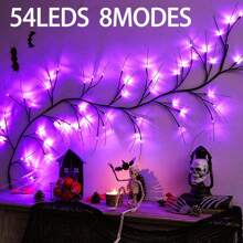 1 pieza Luces de rama de sauce flexible de 54 LED, multicolor, decoración de mariposa DIY, 8 modos de iluminación, luz de árbol de mariposa con alimentación por USB, rama de planta artificial de 1,8m/70,87 pulgadas para lámpara de pared interior, regalo perfecto para Navidad, Día de la Madre, Día de San Valentín, Halloween, cumpleaños, decoración del hogar