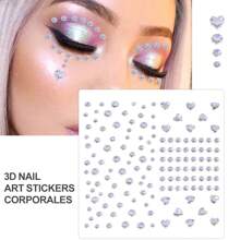 1pc Face Diamond Gem Face Stickers Purple Red Rhinestone Gem Sticker Eyeshadow Sticker Nail Body Makeup Stars Sticker DIY Decor Party Daily 3d Faux Gemstone Face Jewel Self-Adhesive Sticker, Great For Diy Music Festival, Y2k Makeup, Costume Party Makeup, Face & Eye Decoration