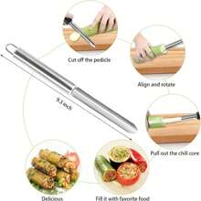 2/1pc Jalapeno Pepper Corer & Zucchini/Cucumber Corer, Newness Stainless Steel Core Deseeder Kitchen Tool With Serrated Slice And Rubber Handle, Easy For Seed Remover Or Slice Off Vegetables Tops - Multicolor - View 17