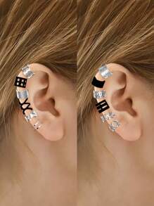 Set de 12 piezas de ear cuffs, clips de oreja y aretes de estilo oscuro y de moda, accesorios como regalo para mujeres y niñas para uso diario y fiestas