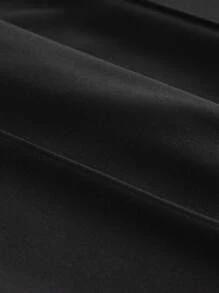 Women's Petite Solid Color Front Button Casual Slim Straight Leg Pants Trousers, Elegant For Commuting - Black - View 9