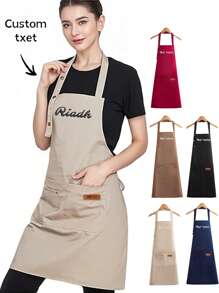 Personalized Adult Apron, Waterproof Woven Canvas Multi-Pocket Utility Apron For Barbecuing, Kitchen Use And Outdoor Woodworking, Custom Gift For Dad - Multicolor - View 1