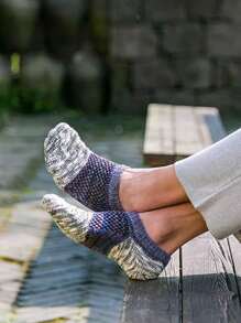 5双装男士薄款网眼透气短袜，复古休闲船袜，四季皆宜 - 彩色 - 查看 6