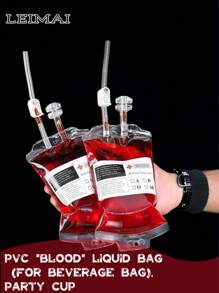 10 件 PVC 液体袋（用于饮料袋）、派对杯、不给糖就捣蛋饮料袋以及医疗/注册护士僵尸吸血鬼派对用品（10 件），适合朋友们在节日期间使用。万圣节、吸血鬼、吸血鬼服装 - 無色 - 查看 1