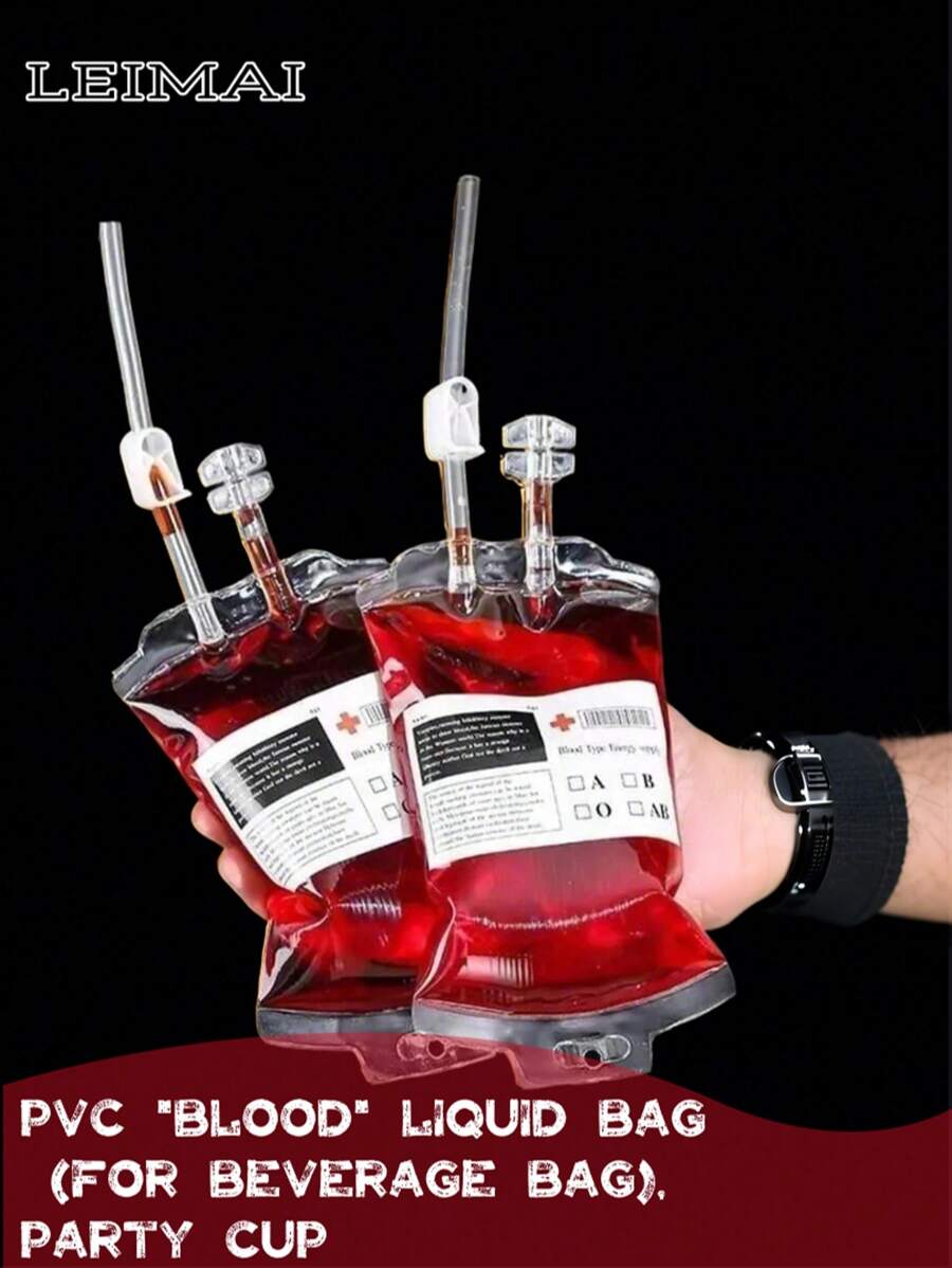 10 件 PVC 液体袋（用于饮料袋）、派对杯、不给糖就捣蛋饮料袋以及医疗/注册护士僵尸吸血鬼派对用品（10 件），适合朋友们在节日期间使用。万圣节、吸血鬼、吸血鬼服装 - 無色 - 查看 1