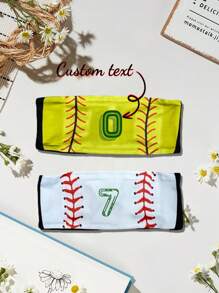 1pc Custom Text/LOGO Personalized Sports Women's Headband, Colorful Stripes Softball Shape Design Non-Slip Headband Hair Accessories - Women's Fashion Sports Headband, Soft Fabric Elastic Headband, Hair Accessories For Women Who Love Sports, Yoga And Running