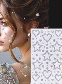 Y2K-Inspired 1PC Bohemian Style Rhinestone Face Stickers, Resin Crystal Body Gems For Music Festivals, Carnival, Holiday Parties, DIY Star & Moon Shimmer Adhesives Gifts For Eid, Carnival/Mardi Gras/Masquerade