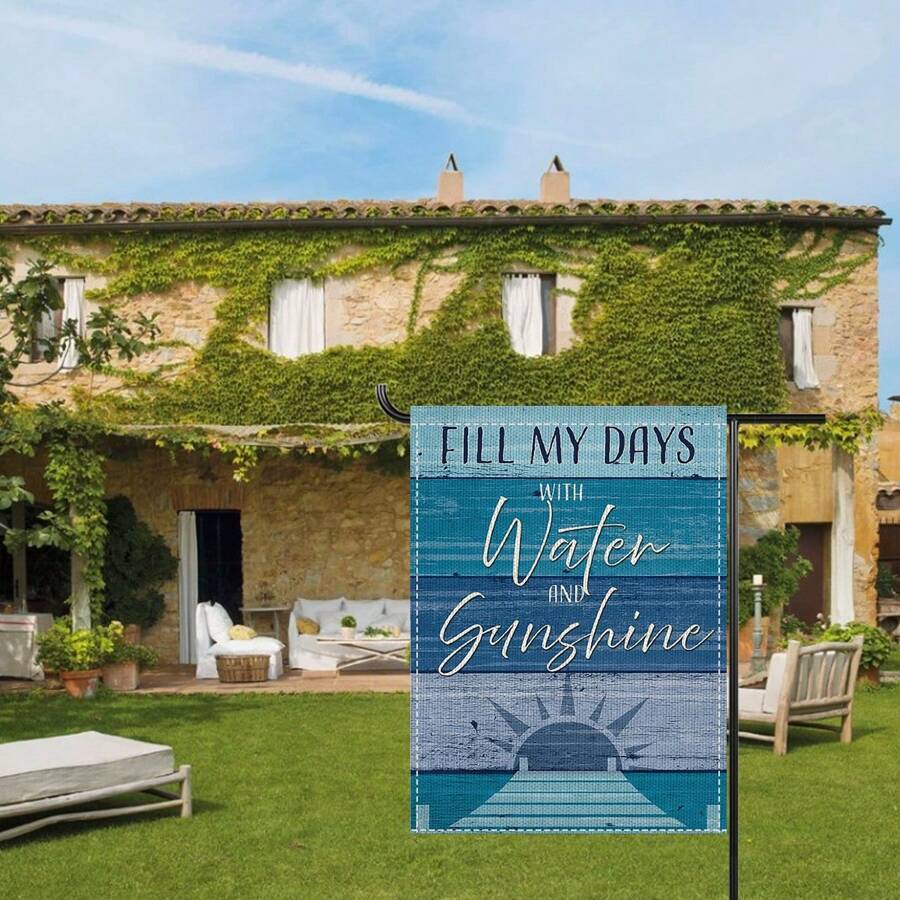 1 件海洋主题双面花卉印花户外花园旗帜，春/夏 - 彩色 - 查看 1