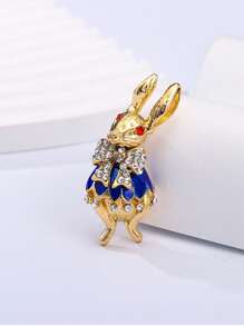 1pc Luxury Rhinestone Inlaid Bunny Brooch Pin, Exquisite And Cute Animal Design - Gold - View 1