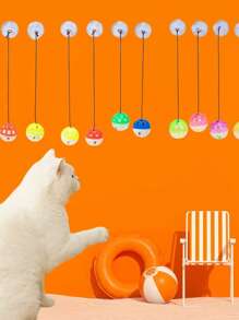 4pcs (Random Color) Interactive Cat Toys: Lizard Bell Ball With Suction Cup & String - Keep Your Cat Entertained! Random Suction Cup Color - Multicolor - View 8