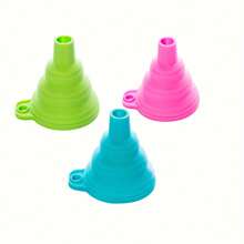 1/3 piezas Embudo plegable de silicona, filtro retráctil multifuncional portátil de mini cocina, material plástico con cribado para granos, pasta, arroz, arena, dispensador de líquidos, herramienta de filtrado, verano