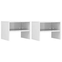 VidaXL Bedside Tables 2 Pcs High Gloss White 40x30x30 Cm Engineered Wood