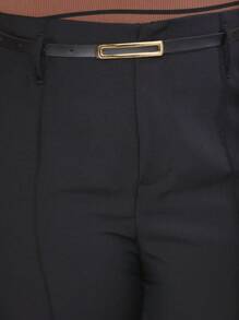 Plus Size Fashion Long Pants Without Belt And Pockets - Black - View 3