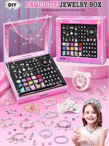 Perles pop, kit de création de bijoux - arts et artisanat pour les filles de 3 à 7 ans, jouets à perles à clipser - collier, bracelet, bague, set de création DIY