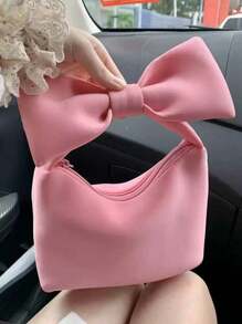 Bow Handbag, Pink Cloud Bag For Girls, New Space Cotton Cute Mini Hand-Held Bell Bag