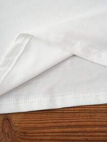 Women's Solid Color Round Neck Short Sleeve Casual Loose T-Shirt - White - View 5