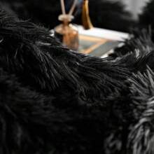 Soft 2.8" Long Pile Fluffy Faux Fur Throw Blanket 50" X 60", Solid Luxury Fuzzy Plush Blanket For Couch Sofa Bed, Accent Cozy Shaggy Lightweight Blanket For Pet, Thick, Warm, Black