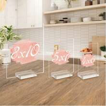 20pcs Acrylic Place Card Holders Transparent With Slots, Table Display, Wedding Signage Holders, Digital Photos Office Menu Conference, Black Card Stands, White & Transparent