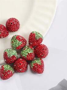 3-10pcs/Pack Red Strawberry Shaped Crystal Beads DIY Jewelry Making Accessories - Red - View 6