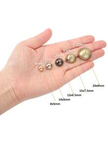 10 Sets Alloy Screw Back Rivets Hollow Round Head Leather Studs Spike Gold Tone Purse Handbag Feet Mushroom Type Nailhead Hollow Round Head Stud Metal Screw Spike Studs Rivet Leather Craft DIY(Light Gold, 8/10/12mm) - Gold - View 5