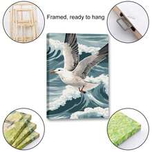1 Piece Home Wall Decor Framed Canvas Seagull Pattern Canvas Wall Art Paintings For Living Room - Canvas Framed Print Wall Artworks Bedroom Decoration Office Wall Decor