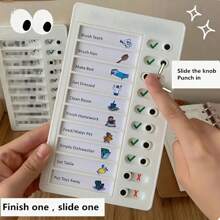 10pcs Blank Chore Chart, 1 Pack Plastic Checklist Board With 10 Detachable Cardstock To Do List For Home Routine Planning.Family Calendar, Detachable Blank Planner, Weekly Chore List, Self-Discipline Card Game, Good Habits Planner, Detachable Daily Planner And Self-Management Checker Board,School Supplies,Back To School - Multicolor - View 5