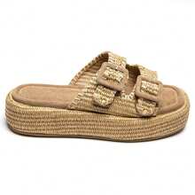 Sandals Compensating In Boucle Style Bohème – Élégance Et Confort Pour L'été - Beige - View 2